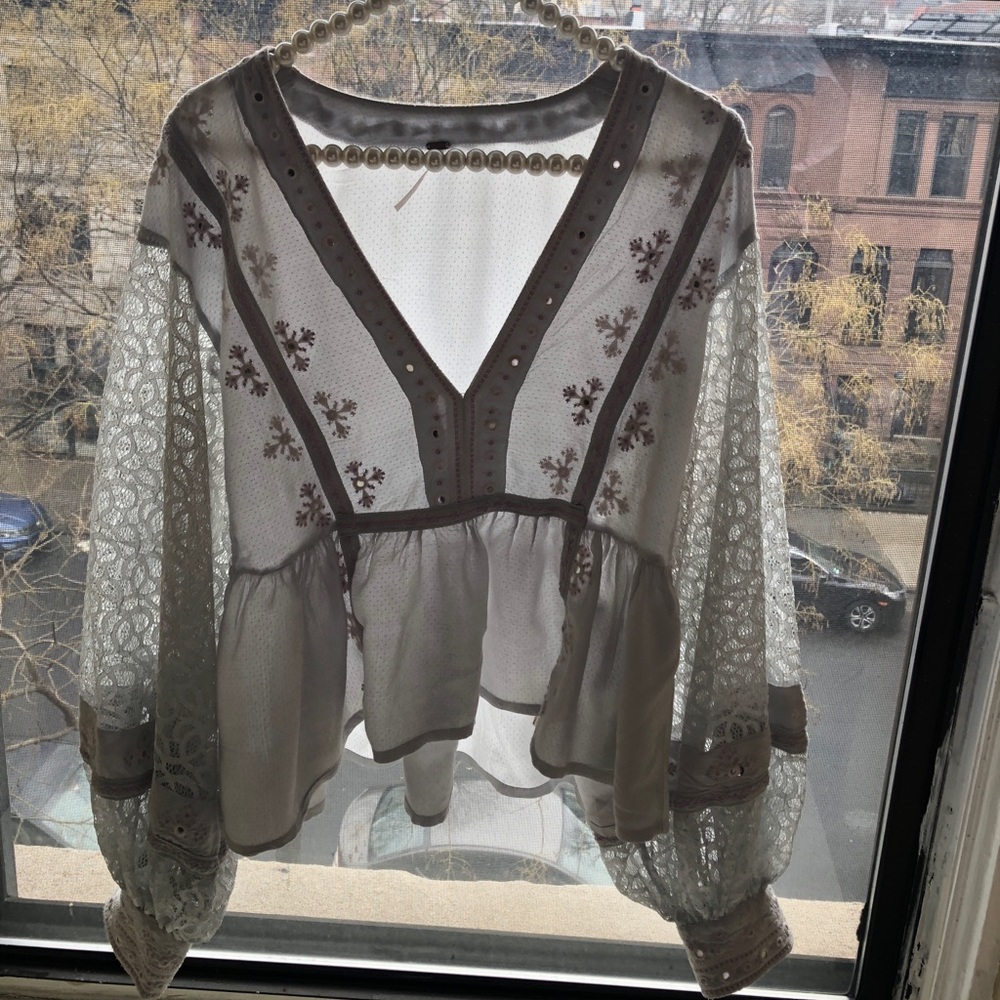 Fee People Detailed Peasant Top